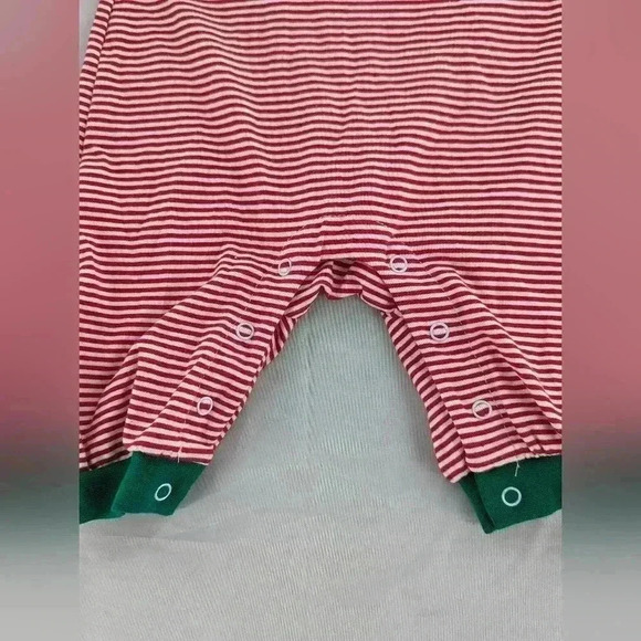 Red Stripped Long Sleeve Gingerbread Romper Size 6 Months - Picture 2 of 6